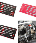 9Pcs Heavy Duty Socket Adapter Kit With Swivel Heads And Spring Loaded Detent Extensions For Professional Mechanics Car Auto Repair Tools Sets, chrome set in tray