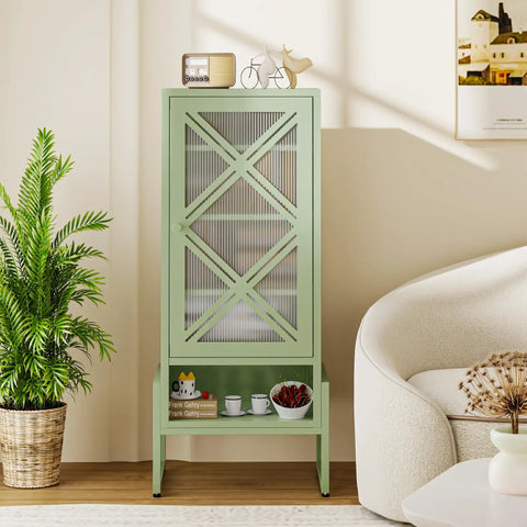 Heavy Duty Outdoor Storage Cabinet In Sage Green With Waterproof Rust Resistant Steel Construction, Patio Cabinet Featuring 3 Adjustable Shelves And Raised Base For Balcony, Backyard, Porch, And Garden