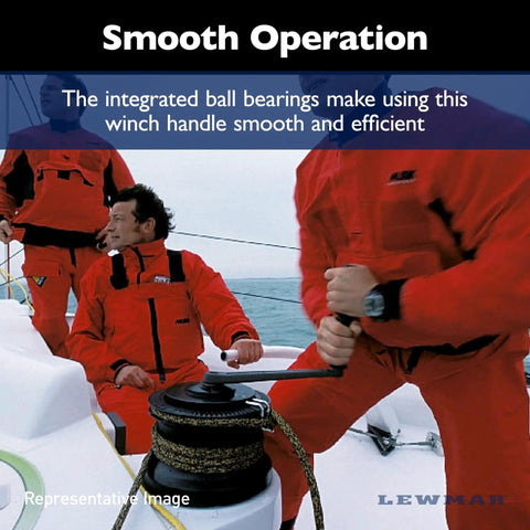 Sailor using 8 Inch Aluminum Winch Handle With Ball Bearings For Smooth Cranking on boat deck in marine setting.