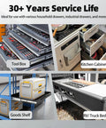 Three Quarter Inch Thick Heavy Duty Drawer Slides With Soft Close And Full Extension Ball Bearing Rails 300 Lb Capacity in use