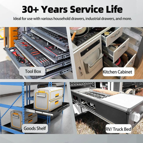 Heavy Duty Soft Close Drawer Slides With 300 Lb Full Extension Ball Bearing Rails For Cabinets And Tools in tool box, kitchen cabinet, goods shelf, RV.