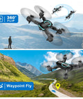 Beginner Friendly 1080P Foldable Drone With Light, Stable Altitude Hold, Gesture Selfie, Waypoint Fly, 3D Flip in scenic flight view