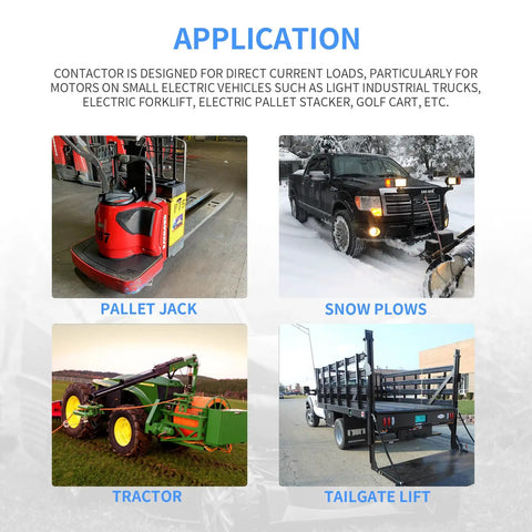 High Output 12V Solenoid Relay Switch Four Terminal DC Contactor With Trombetta Power Seal for pallet jack, snow plow, tractor, and tailgate lift.