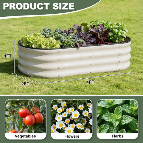 Galvanized Raised Garden Bed Kit For Outdoor Use Metal Planter Boxes 4x2x1 ft Weatherproof Raised Beds For Veggies And Flowers