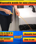 Kick Those Nagging Hair Knots To The Curb With This 18 Inch Drain Snake Featuring Two Flexible Wands And A Patented 360 Degree Rotating Tip For Swift Sink Shower Tub Clearing That Keeps It Smooth, user holding drain snake over trash can.