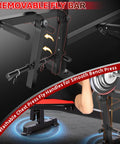 Removable fly bar on 900 Lb All In One Weight Bench Set With Squat Rack Adjustable Bench Leg Developer Preacher Curl Rack