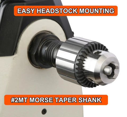 Heavy Duty 1/2 Inch Keyed Drill Chuck With Two Morse Taper Arbor easily mounted onto #2MT shank, showcasing smooth grip design.