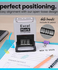 Straight Up Knockout Date Stamp For Shipping And Receiving Orders Track Expiration And Due Dates Smooth Gliding Mechanism, self-inking design on paperwork.
