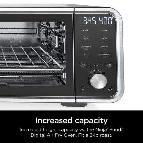 Control panel of Digital Air Fry Pro Countertop Oven with 8-in-1 versatility, featuring precision crisp control technology.