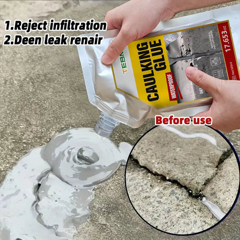Slick Repair Self Leveling Concrete Crack Filler And Cement Patch Mix For Driveways Patios tight high elasticity waterproof being applied.