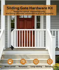 Heavy Duty Sliding Gate Kit With Smooth Rolling Wheels For Fences Workhorse Wood Gate Hardware Anti Sag System DIY Install Fits Gates 1 To 2 Inches Thick Durable Galvanized Steel Construction on front porch gate