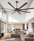 84 Inch HVLS Industrial Ceiling Fan With Heavy Duty Aluminum Blades Rust Proof Coating Quiet DC Motor in modern living room