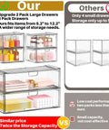 Super Slick Acrylic Stackable Drawer Set Of Six Pack For Vanity And Bathroom Desk Organization Modular Units Stack Up Fast to show drawers holding cosmetics and accessories.