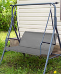 Heavy Duty 600D Oxford Waterproof Swing Seat Cover Replacement for 3 Seater Porch Patio Outdoor Benches, gray