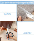 Premium Tailor Scissors 9.5 Inch Heavy Duty Stainless Steel cutting denim and leather with ergonomic soft grip handle