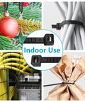 10 Inch Black Cable Ties 100 Pack Heavy Duty 45Lb Tensile Strength UV Resistant Nylon Wire Ties For Home Auto And Outdoor Projects Durable And Versatile 0.14 Inch Wide used for various applications including securing cables and bags.