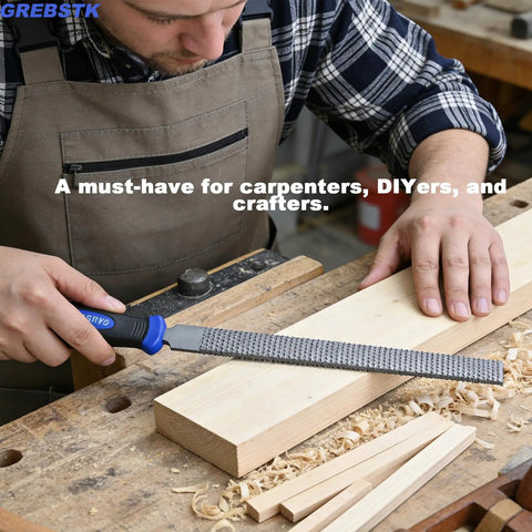 Solid Wood Rasp File Set Including Flat Half Round And Round Tool Heads For Tackling Every Kickass Carving Job in use on wood.