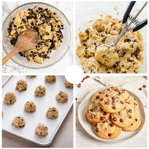 Mixing and scooping cookie dough with Go To 2 Tbsp Cookie Scoop Ice Cream Scooper With Trigger Release 18 8 Stainless Steel
