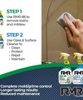 All In One Indoor And Outdoor Cleaning Kit With Pro Strength Instant Stain Remover And Glass And Surface Cleaner Protectant shown in use on a mirror