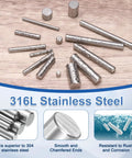 40 Pcs 4 Mm X 20 Mm Stainless Steel Dowel Pins 316L Cylindrical Shelf Pins Silver Tone for DIY Projects, close-up view