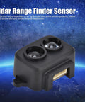 Ultra Accurate Lidar Range Finder Sensor For Raspberry Pi And Pixhawk module with dual lenses on a blue space background.