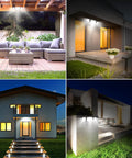 Motion Sensor Outdoor Flood Light With Three Adjustable Heads, IP65 Waterproof LED Security Floodlight illuminating house exterior