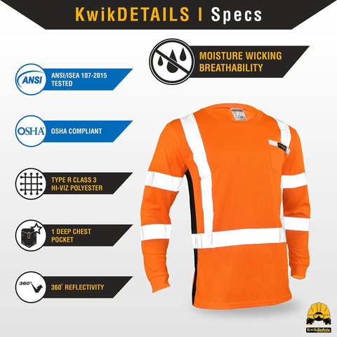 Men High Visibility Class Three Safety Shirt Orange Breathable Polyester Mesh Work Rig Gear With Silver Reflective Tape Sleek Cut Built For The Daily Hustle 2xl, showing moisture-wicking details and a deep chest pocket.