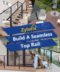 Heavy Duty Four Foot Modular Deck Handrail In Matte Black T304 Stainless Steel Cable Railing Top Rail for outdoor staircases and porches.