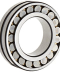 Heavy Duty Double Row Spherical Roller Bearing With Straight Bore And Brass Cage Handles Radial Oscillating Axial Loads Easy 140mm Id 225mm Od 68mm Width C3 Clearance, close-up view.