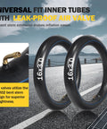 Two Pack 16x3.0 Inner Tubes With 90 Degree Angled Valve for 16 Inch Tires, road background, close-up view.