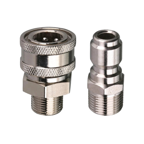 Tool Daily high-pressure washer ball valve kit with 3/8 in quick-connect fittings, chrome-plated, 4500 PSI