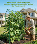 65 Inch Outdoor Cucumber Trellis For Climbing Plants Heavy Duty Metal Garden Trellis with Dense Netting for Cucumbers