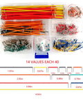 U Shape Breadboard Jumper Wires Kit With 560 Pieces Featuring 14 Length Options From 2mm To 125mm, colorful wires displayed.
