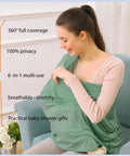 Woman using All In One Baby Car Seat Cover And Canopy With Breathable Buttery Soft Stretch Fabric Nursing Cover Stroller Shield