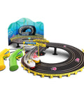 Eight Feet Of Track SpongeBob Hot Rod Boat Slot Car Race Set with two controllers and Bikini Bottom backdrop