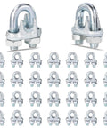 30 Piece One Eighth Inch Galvanized Wire Rope Clamps U Bolt Cable Fasteners For Marine And Outdoor Rigging With Dual Nut Anti Loosening Design And Finger Tightening For Instant Security, shown in multiple angle view