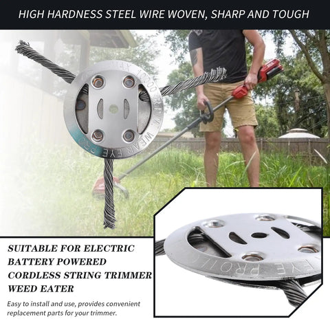6 Inch Steel Wire Brush Cutter Trimmer Head For Electric Cordless String Trimmers in use for lawn care