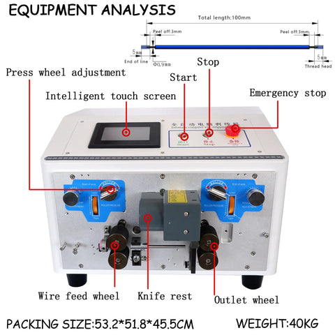 Automatic Wire Stripper Machine With LCD Touchscreen And Cable Cutter 110V Electronic Wire Peeling 0.5 To 30 Mm Stripping Length