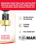 Carbide Tipped Countersink Drill Bit Set 3 Piece With Ball Bearing And Replacements AMS 627 with depth stop feature.