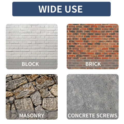 53 Piece Concrete Screws With Drill Bit Kit One Quarter By One And Three Quarters Inch Hex Head Pro Grade Masonry Screws For Concrete Anchors Diamond Point Blue Coated One Pound Bundle For DIY Home Improvement Projects for use on block, brick, masonry