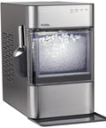 Genuine Game Changing Nugget Ice Maker With Smart Wifi App And Built In Scale Fighting Filter Makes Hella Crisp Chewable Pellet Ice Fast, sleek stainless steel design.