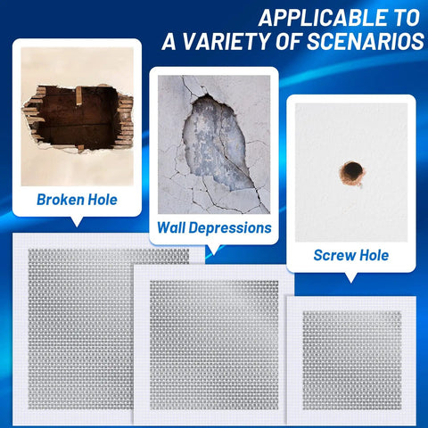14 Piece Drywall Repair Kit With Aluminum Mesh Patches Including 10 Inch 8 Inch And 4 Inch Holes Heavy Duty Self Adhesive Patches