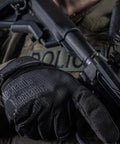 Specialty Vent Tactical Gloves With Breathable Mesh And Palm Ventilation, High Dexterity Field Work Gloves, Covert Black in use.