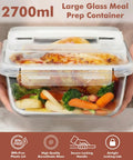 Beast Mode Massive 2700ml Glass Storage Container With Lids For Roasting And Leftovers filled with roasted chicken and veggies