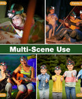 Kids Dinosaur Themed LED Headlamp with T Rex design used in reading, family party, camping, and outdoor play