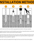 Illustration showing installation method for Drop In Anchors 20 Pack Three Eighths Inch 16 Thread Zinc Plated For Concrete