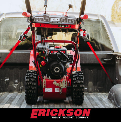 Red 1 Inch By 10 Foot Retractable Ratcheting Tie Down Straps Set Of Four With Storage Bag 1200 Pound Load Capacity One Button Release Automatic Retraction Keeps Gear Secure And Neat on a truck bed securing equipment