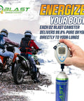 Hand holding device showing oxygen level with Pure Oxygen Canister For Quick Recovery And Sharp Focus, 4L Portable Oxygen.