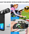 Handheld Digital Microscope With Built In LCD Screen Rechargeable Battery Portable Pocket Microscope For DIY Electronics Jewelry Soldering And Tiny Parts Inspection Anywhere In Your Home Workshop Or Field, shown with 1800mAh battery