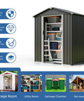5x3 Ft Metal Outdoor Garden Storage Shed Waterproof Weather Resistant Steel Tool Storage House With Window And Lockable Double Doors
